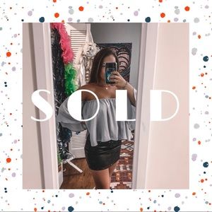 Satin blue off the shoulder top